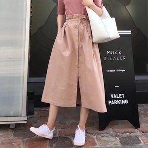 A Ling Long Skirt Over Knees Beige Pink